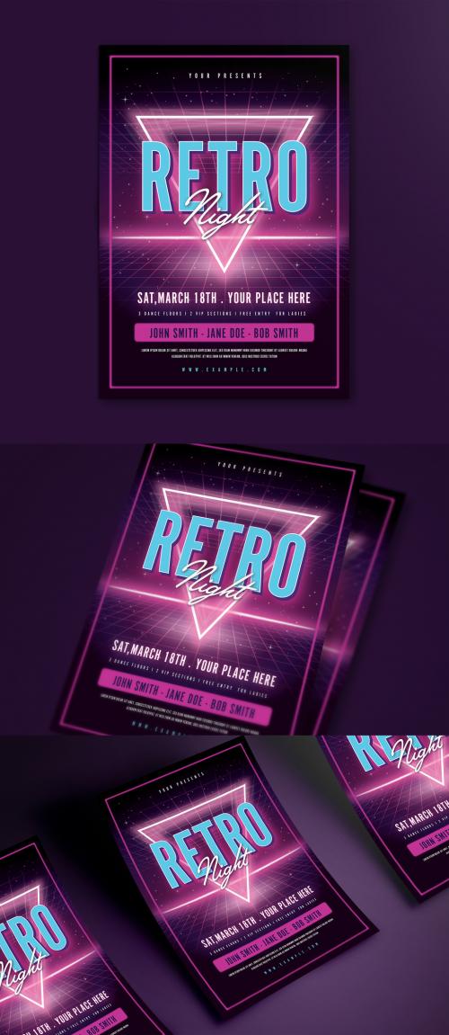 Purple Neon Retro Event Flyer Layout - 213985648