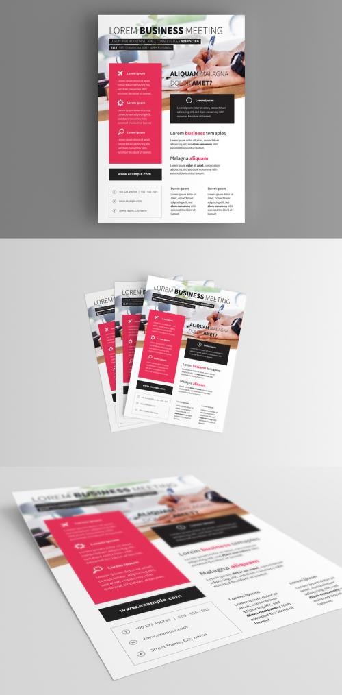 Business Flyer Layout with Pink Accents - 214003211