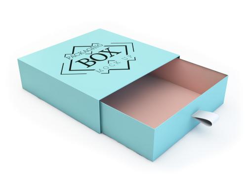 Blue Box with Sliding Drawer Mockup - 214841357