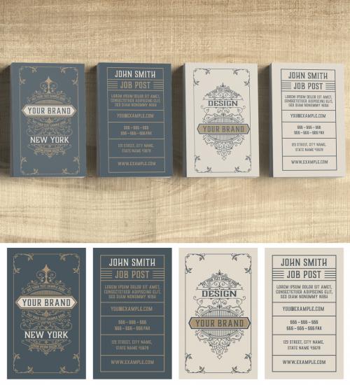 Vintage Business Card Layout with Ornaments - 215125770