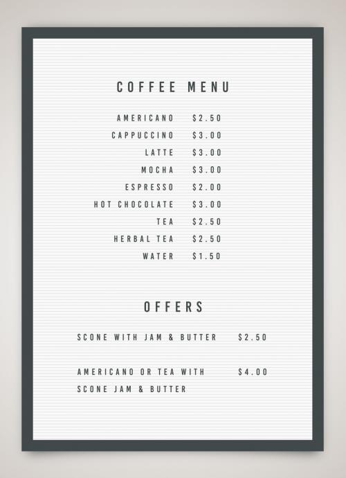 Letter Board Coffee Menu Layout - 215251380