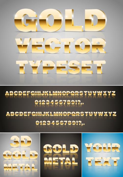 Gold Metallic 3D Typeset - 215276679