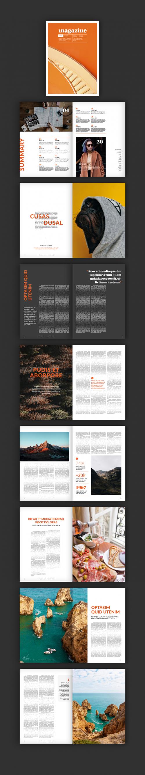 Magazine Layout with Orange Accents - 215296490