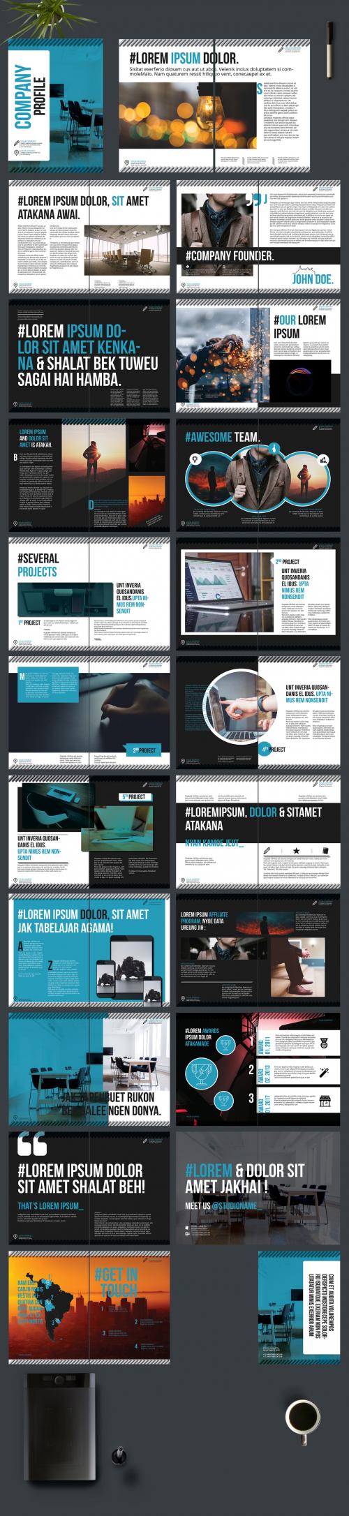 Teal and Black Brochure Layout - 215700913