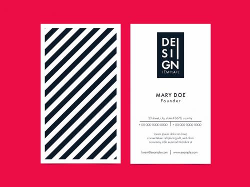 Business Card Layout with Diagonal Stripes - 216161572