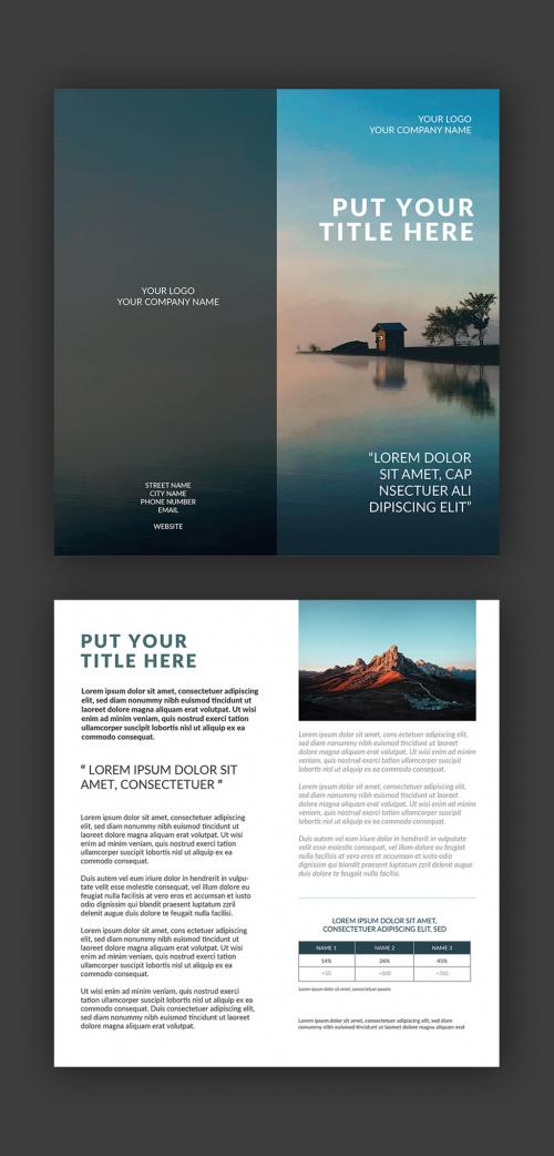 Brochure Layout with Blue Accents - 216206591