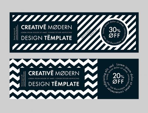 Web Banner Layout with Black and White Patterns - 216330303