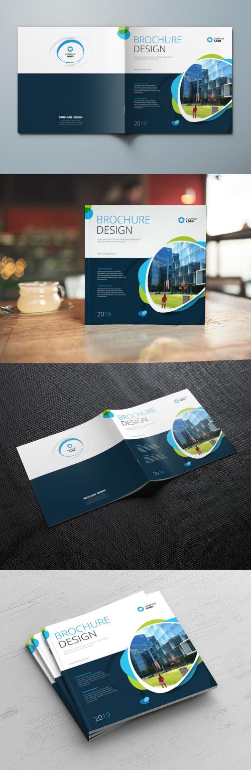 Square Cover Layout with Blue and Green Elements - 216335949