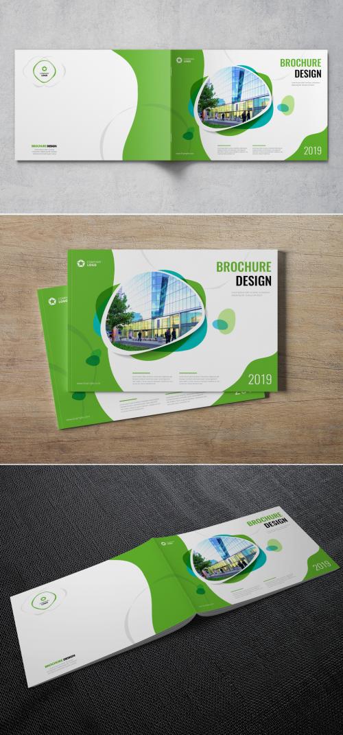 Landscape Cover Layout with Green and Blue Elements - 216336250