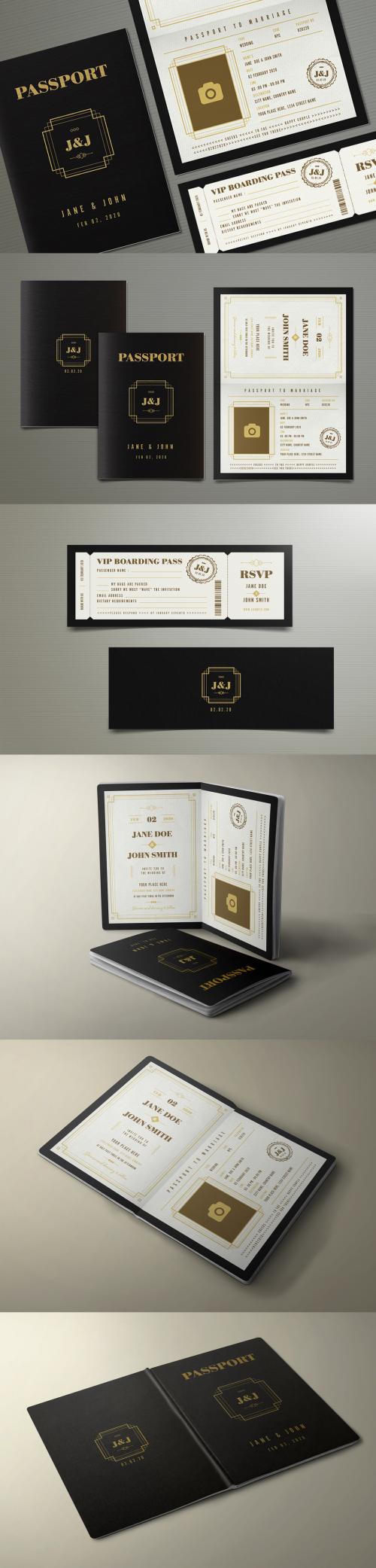 Art Deco Passport Wedding Invitation Layout - 217002493