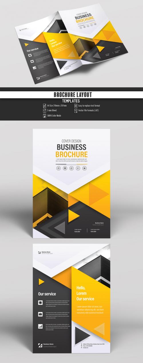 Brochure Layout with Yellow and Gray Accents - 217007545