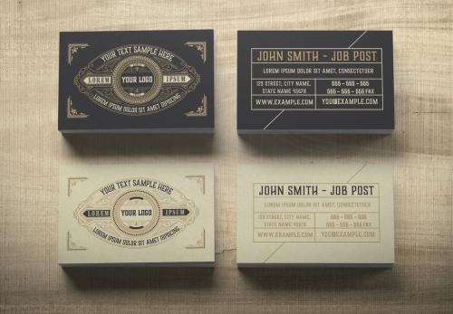 Vintage Business Card Layout with Ornaments - 217766150