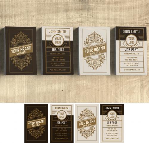 Vintage Business Card Layout with Ornaments - 217766169