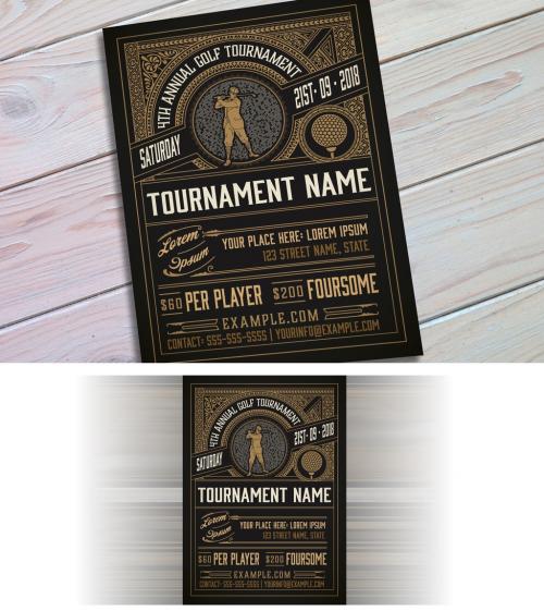 Vintage Golf Tournament Flyer Layout - 217766174