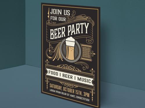 Vintage Beer Party Flyer Layout - 217766183