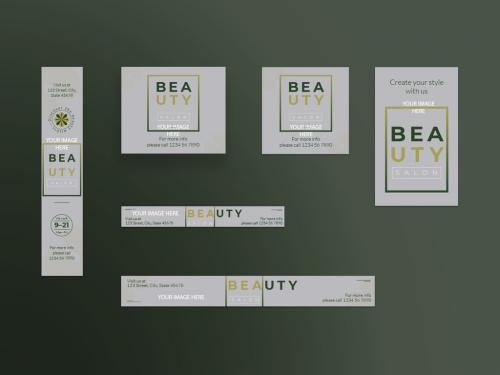 Web Banner Layout Set with Green Gradient Elements - 217946421