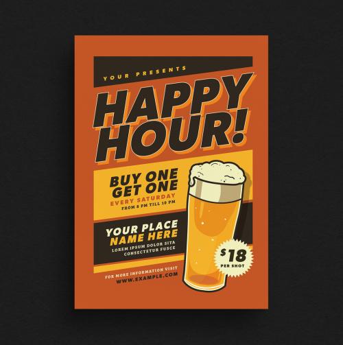 Happy Hour Beer Flyer Layout - 218122791