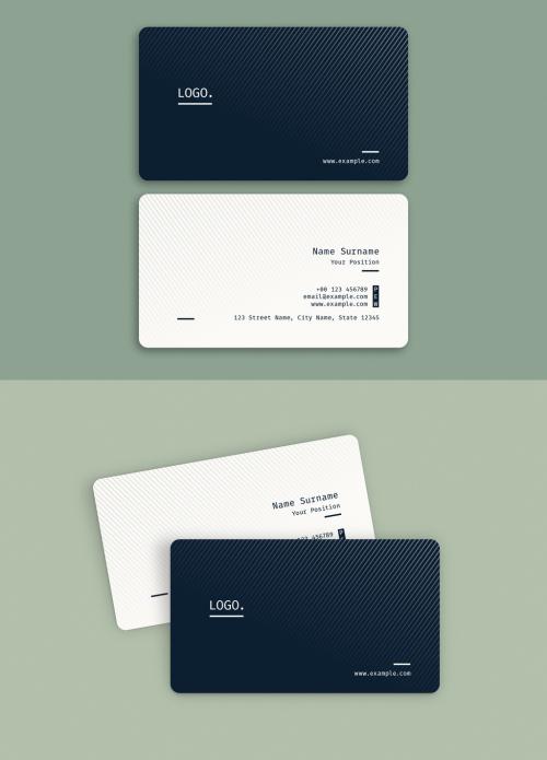 Business Card Layout with Gray Stripes - 218389443