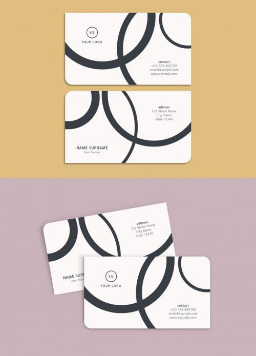 Business Card Layout with Overlapping Circular Elements - 218389475