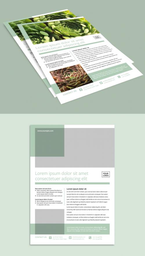 Business Flyer Layout with Green Photo Overlays - 218389536