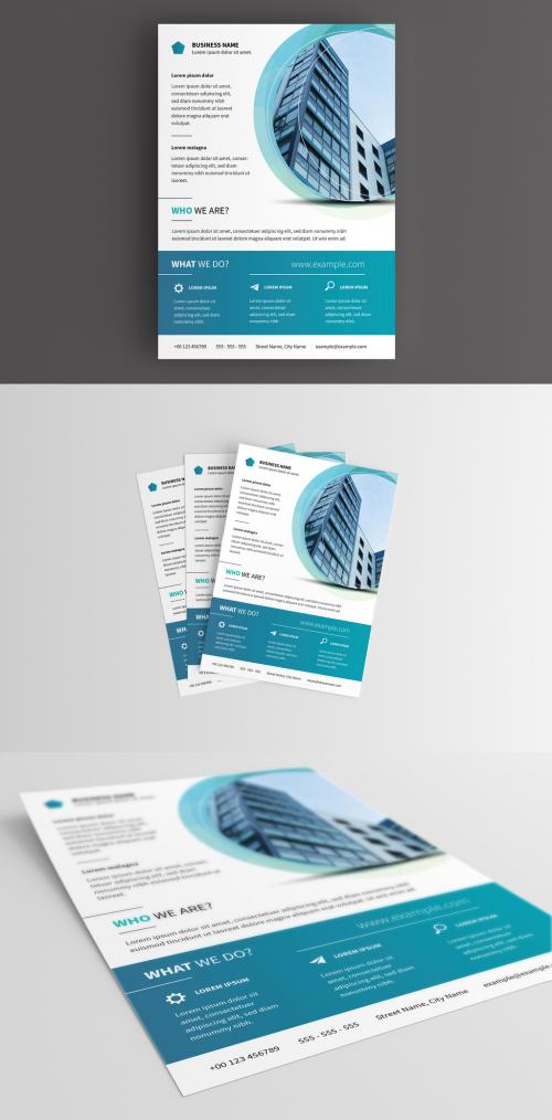 Business Flyer Layout with Blue Accents  - 218803165