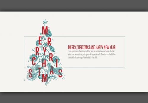 Banner Layout with Christmas Tree Illustration - 218860077