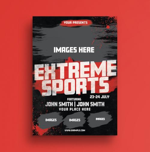 Sports Event Flyer Layout with Grunge Elements - 218997791