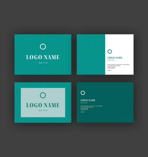 Business Contact Card Layout with Turquoise Accents  - 219445782