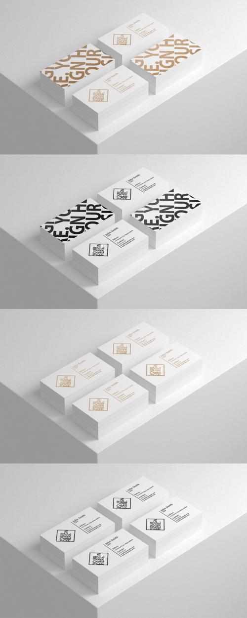 Four Stacks of Business Cards Mockup - 220021578