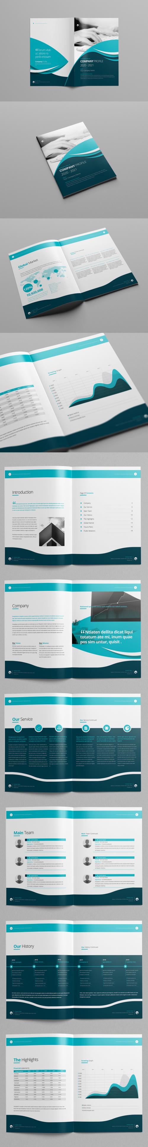 Company Profile Layout with Teal and Blue Accents - 220149458