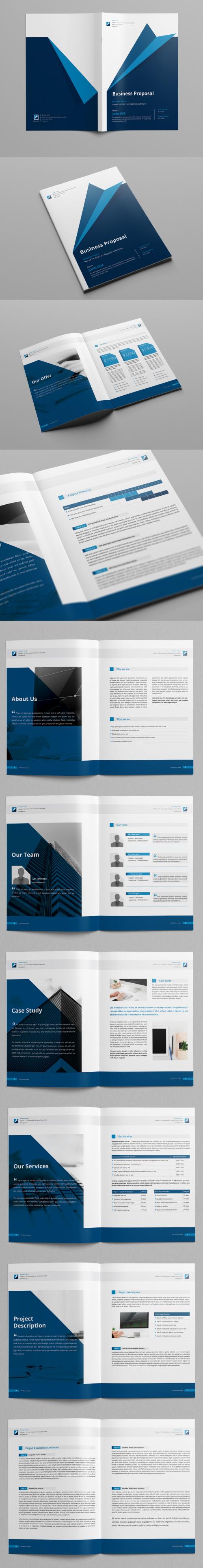 Business Proposal Layout with Blue Accents - 220149505