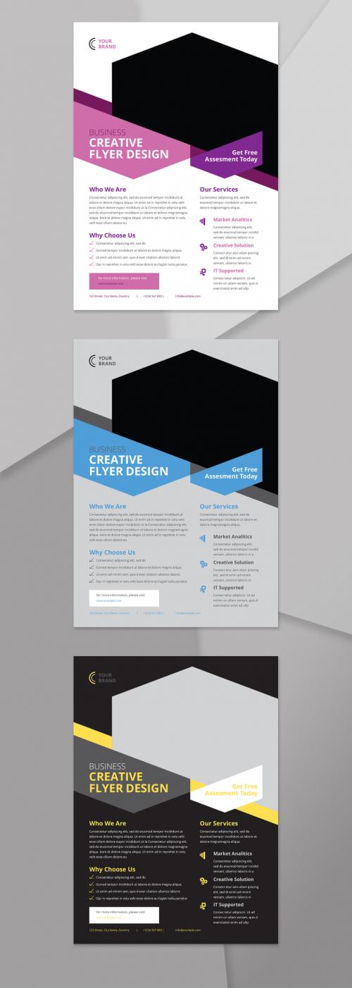 Flyer Layout with Geometric Elements - 220996756