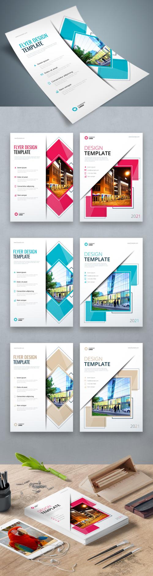 Flyer Layout with Layered Abstract Shapes - 221009533