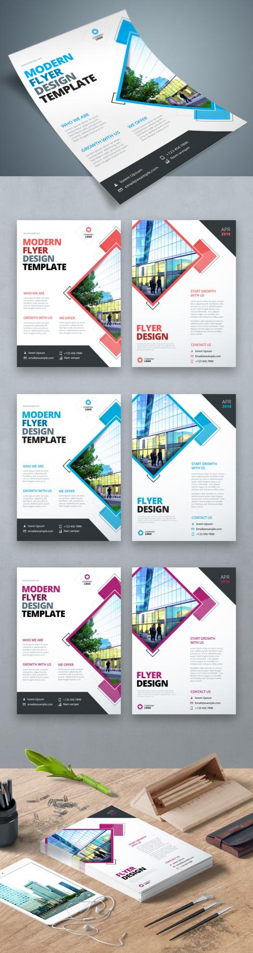 Flyer Layout with Layered Diamond Shapes - 221009554