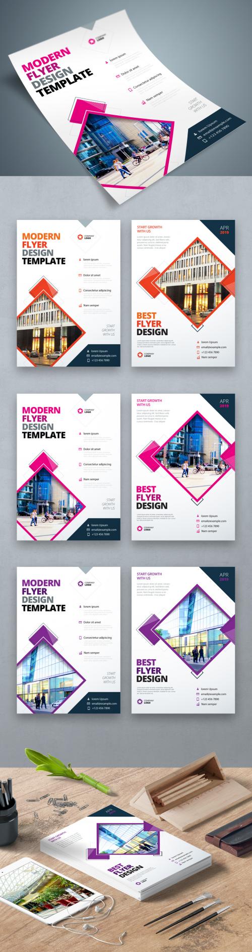 Flyer Layout with Layered Diamond Shapes - 221009593