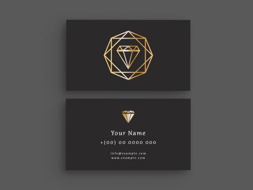 Business Card Layout with Diamond Illustration - 221030592