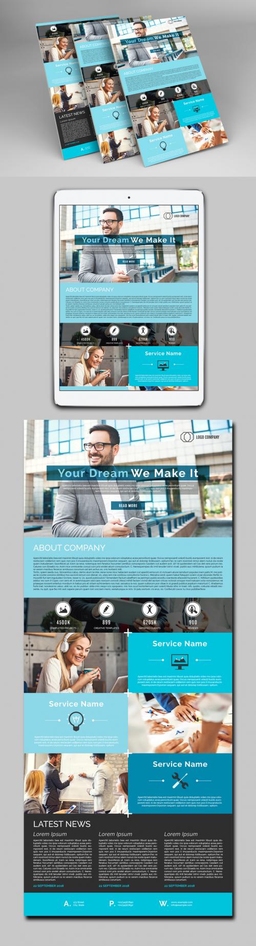 Web Newsletter Layout with Blue Accents - 221035023