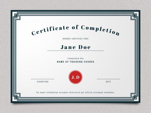 Certificate of Completion Layout - 221500247