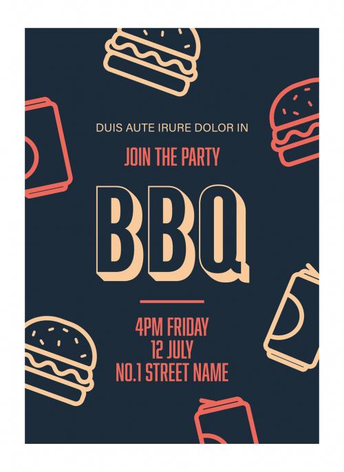 Event Flyer Layout with Barbeque Illustrations - 221500248