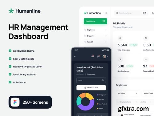 Humanline - HR Management Dashboard UI Kit Ui8.net