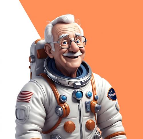 Old Astronaut With Gray Hair