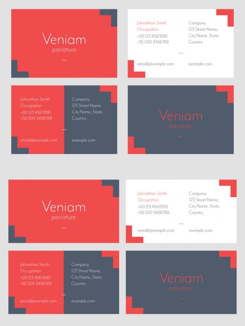 Red and Gray Business Card Layout - 221853747