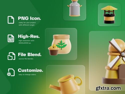 Farmer and Agriculture 3D Icon Pack Ui8.net