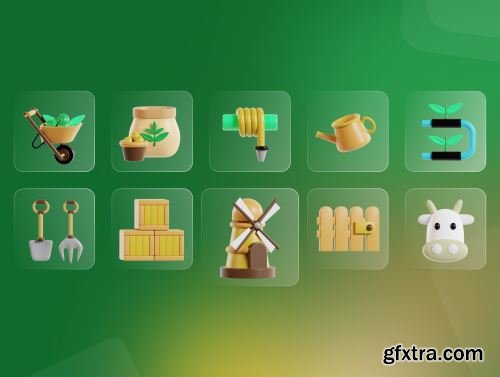 Farmer and Agriculture 3D Icon Pack Ui8.net