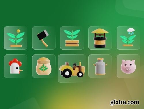 Farmer and Agriculture 3D Icon Pack Ui8.net