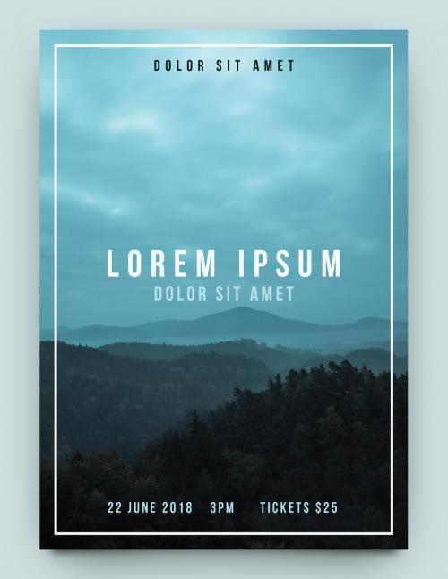 Event Poster Layout with Mountain Range Photo - 221862051