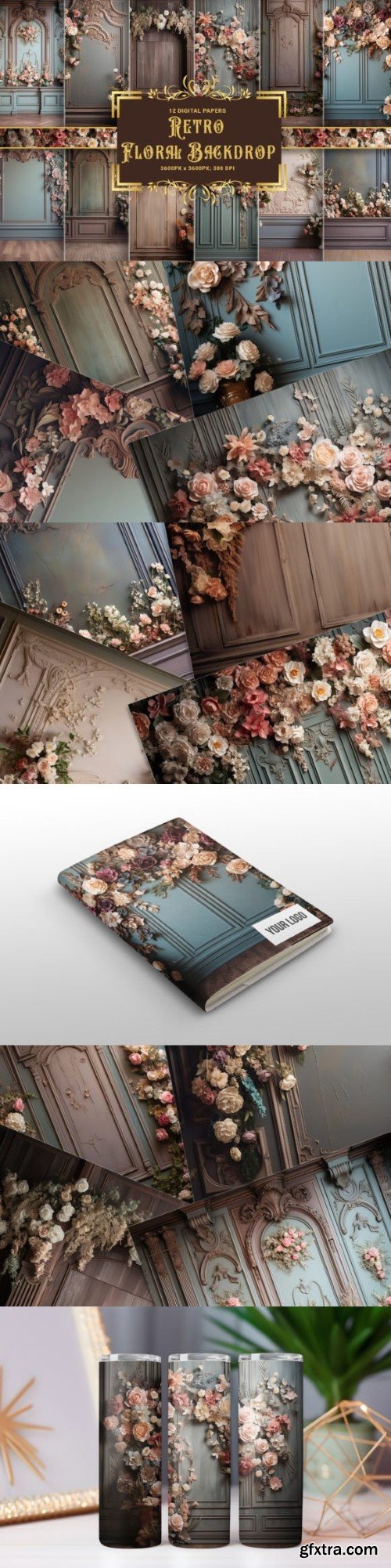 Vintage Elegance - Retro Floral Backdrop