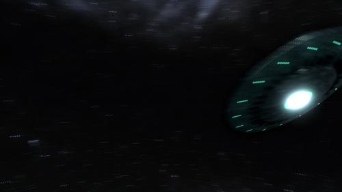 Premium stock video - Dramatic and cinematic 3d cgi render of an alien flying saucer swiftly approaching the earth frm deep space, banking as it heads for an equatorial orbit