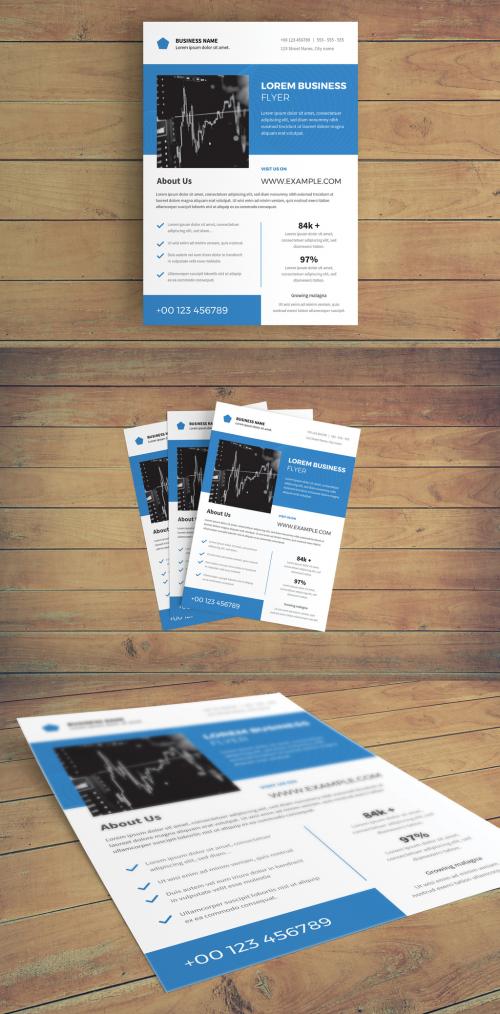 Business Flyer Layout with Blue Banner - 222170718