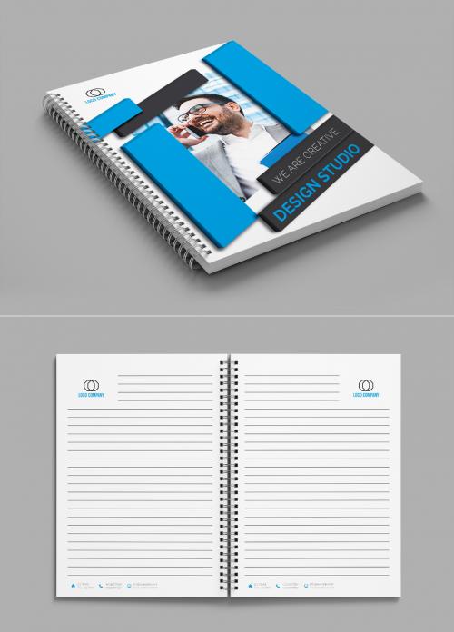 Notebook Layout with Blue and Gray Accents - 222191923